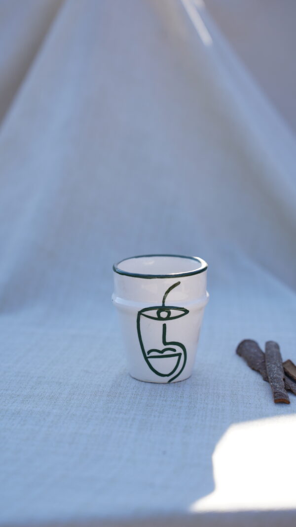 Handmade Marrakech face drawing white cups Ceramic. - Image 9