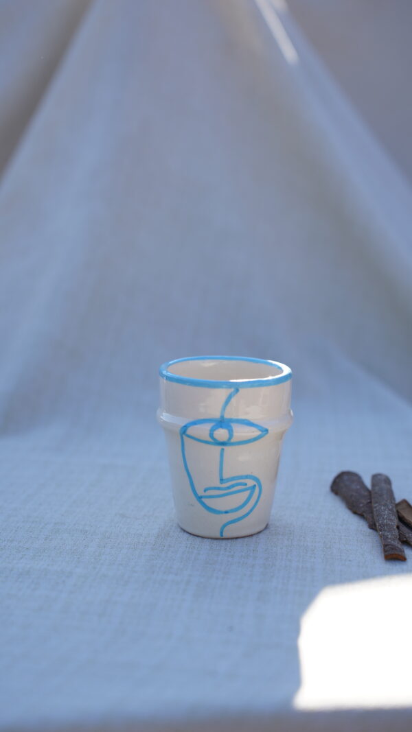 Handmade Marrakech face drawing white cups Ceramic. - Image 7