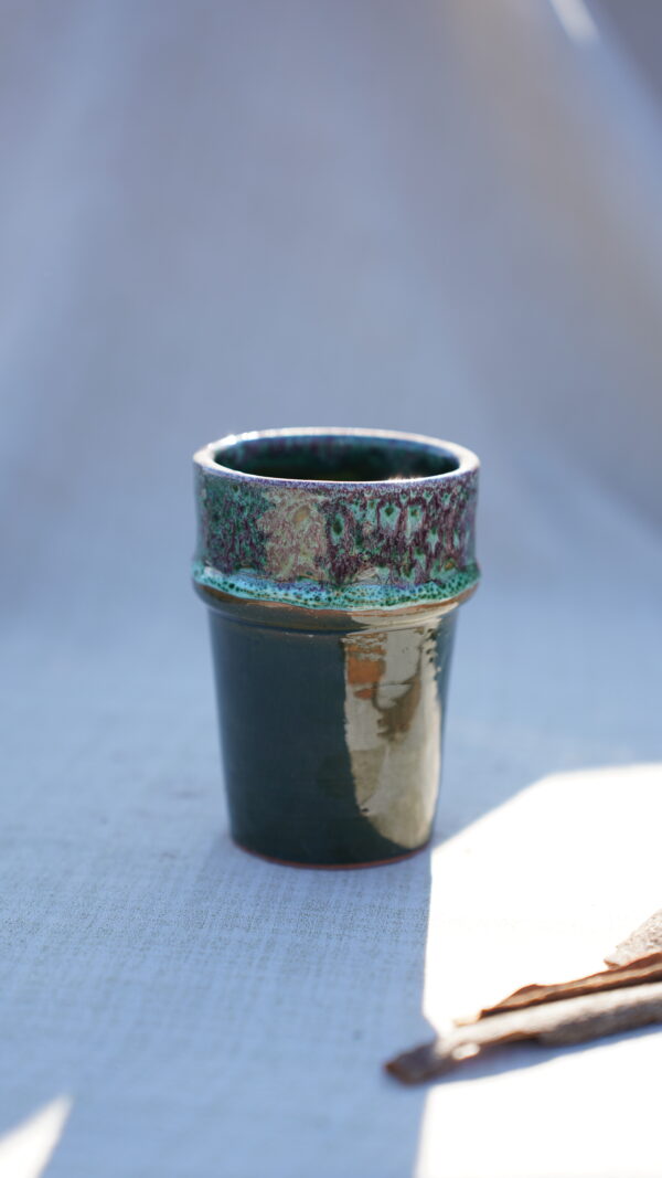 Handmade Ceramic Cups luxurious deep green glaze - Image 3