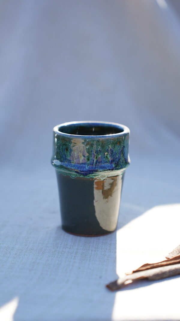 Handmade Ceramic Cups luxurious deep green glaze - Image 2
