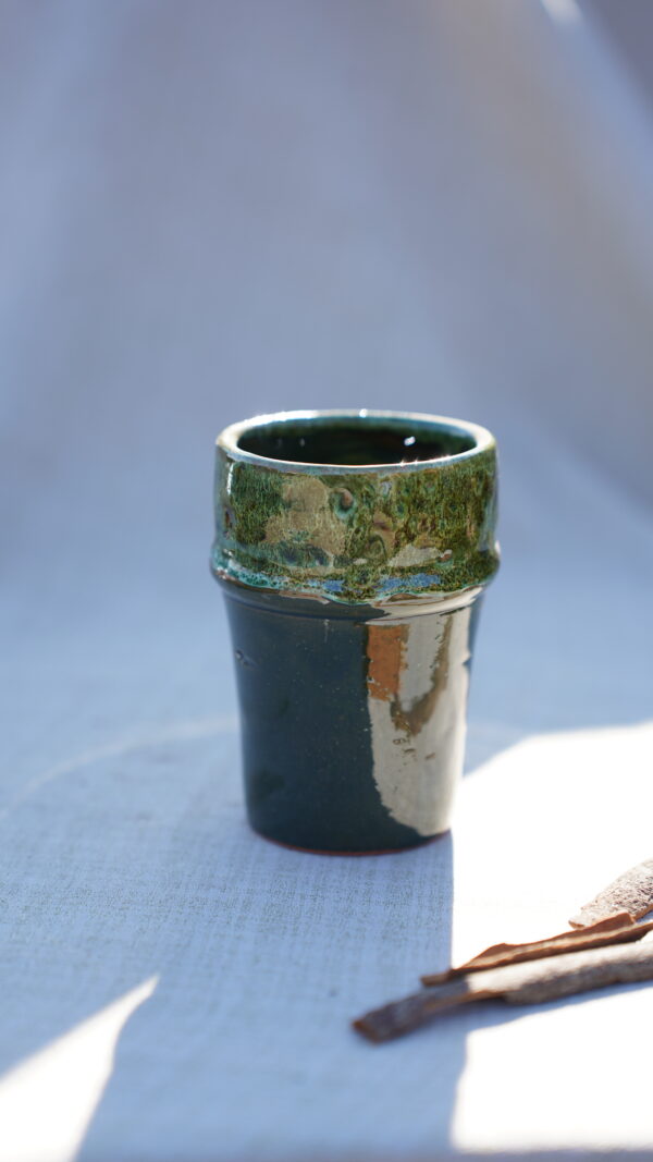 Handmade Ceramic Cups luxurious deep green glaze