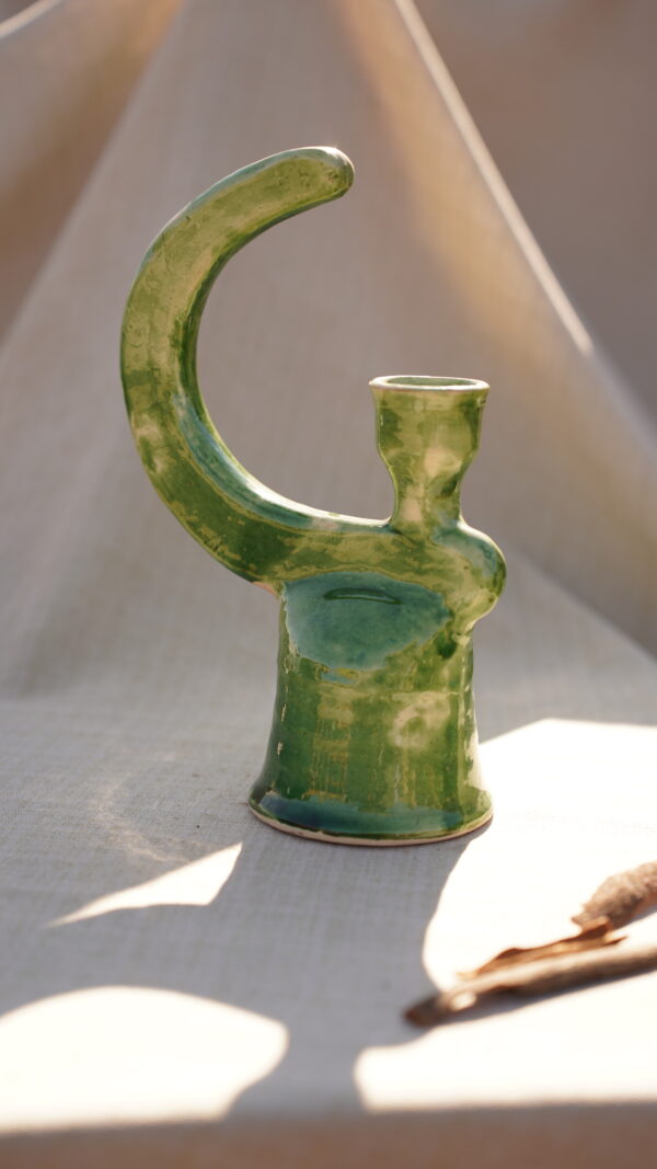 Handmade Ceramic Sage Green Ceramic Candle Chandelier - Image 3