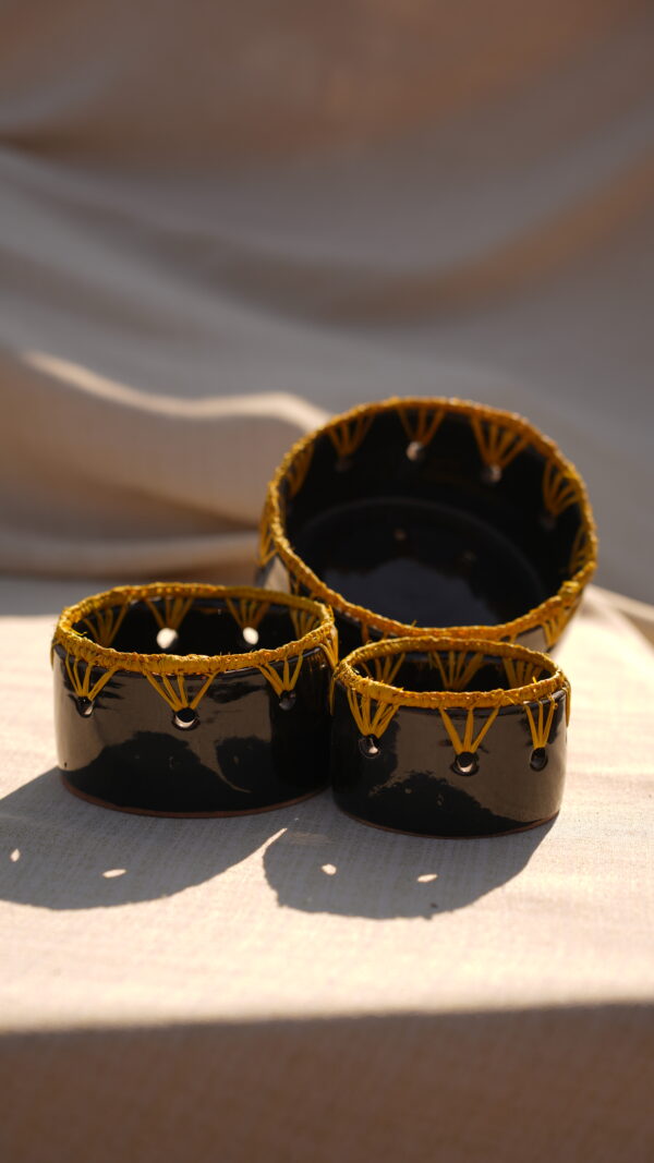 Handmade Marrakech Bowls Black Ceramic Decorative.