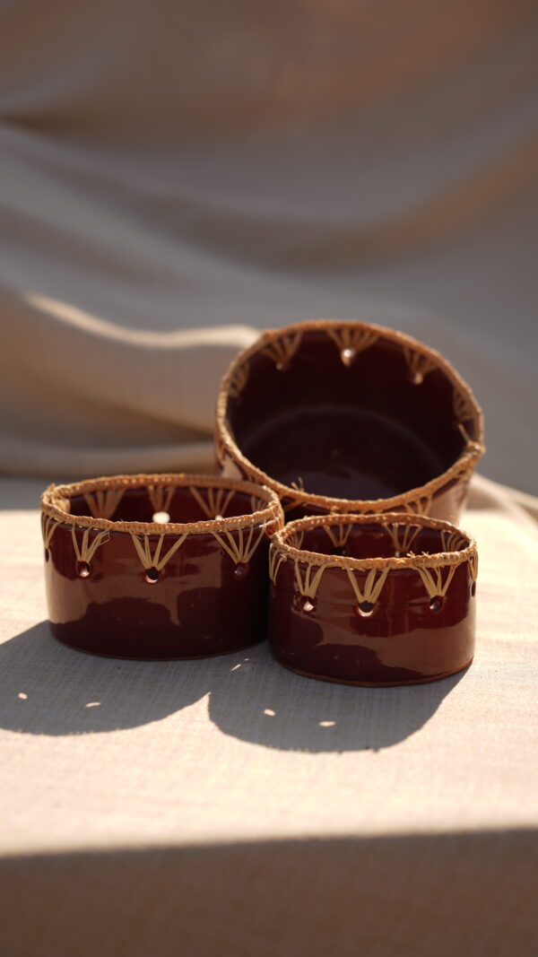 Handmade Marrakech Bowls Red Burgundy Ceramic Decorative.